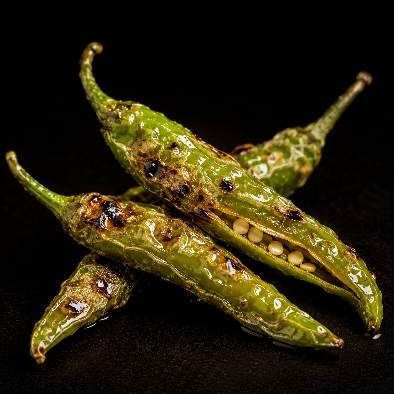 Fried green chili placed on the side